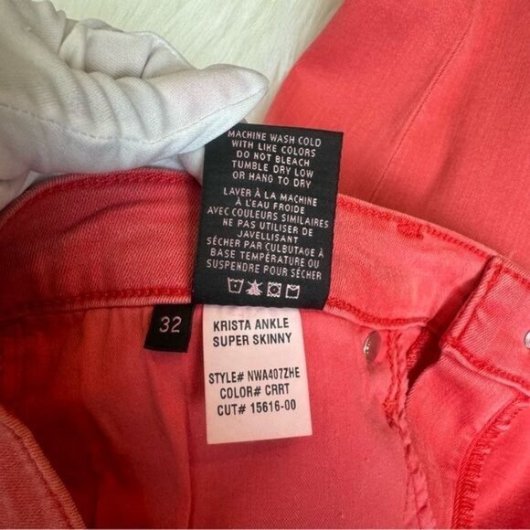 Women's Hudson Krista Ankle Super Skinny Mid to High Rise Jeans Orange Size 32 - Picture 8 of 12